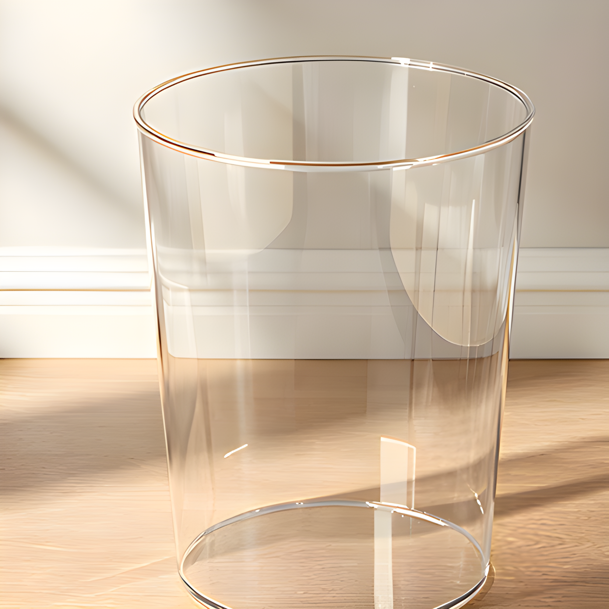 Ultra-Clear Transparent Cylinder Trash Can | Open-Top